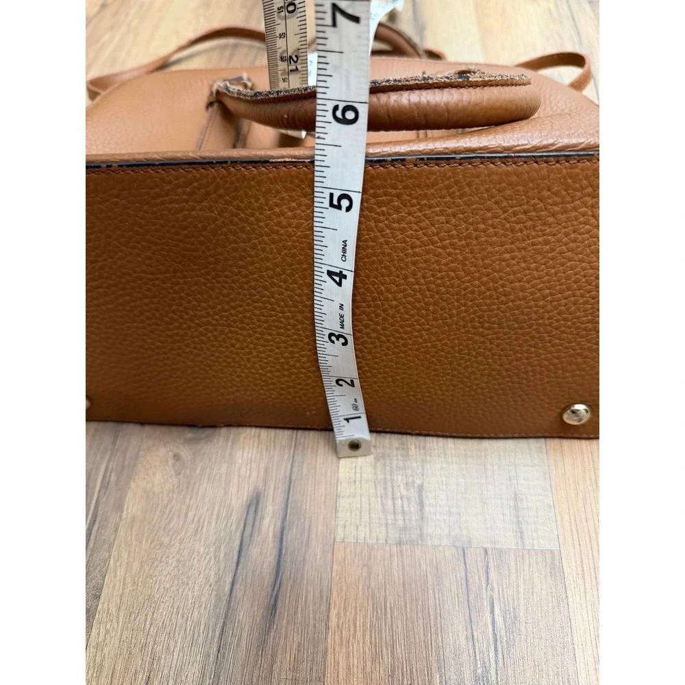 Tory Burch Brown Leather Satchel Crossbody Double Zip Logo Bag